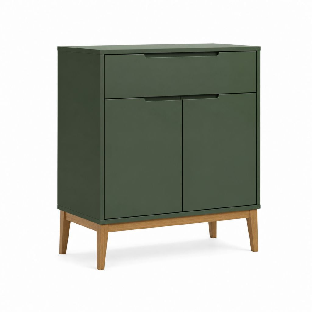 Meuble d'entrée de rangement vert en MDF et bois massif 80 x 40 x 100 cm