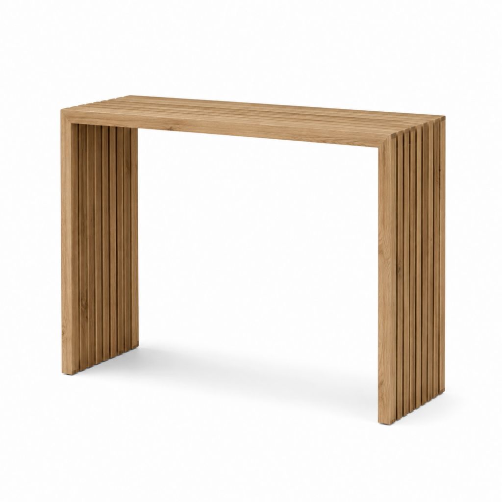 Console d'entrée rectangulaire en chêne massif naturel 120 x 35 x 80 cm