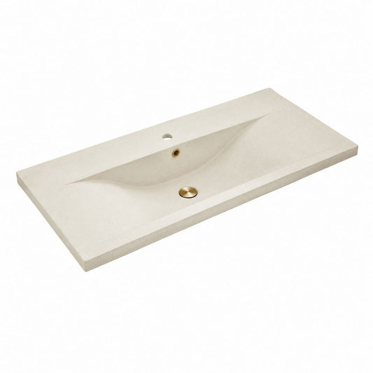 Lavabo à encastrer rectangulaire blanc en résine minérale 120 x 46 x 12 cm