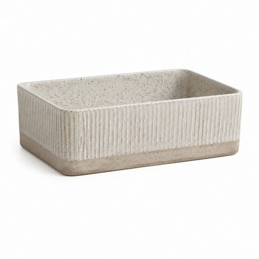 Vasque à poser rectangulaire beige en céramique 40 x 30 x 15 cm