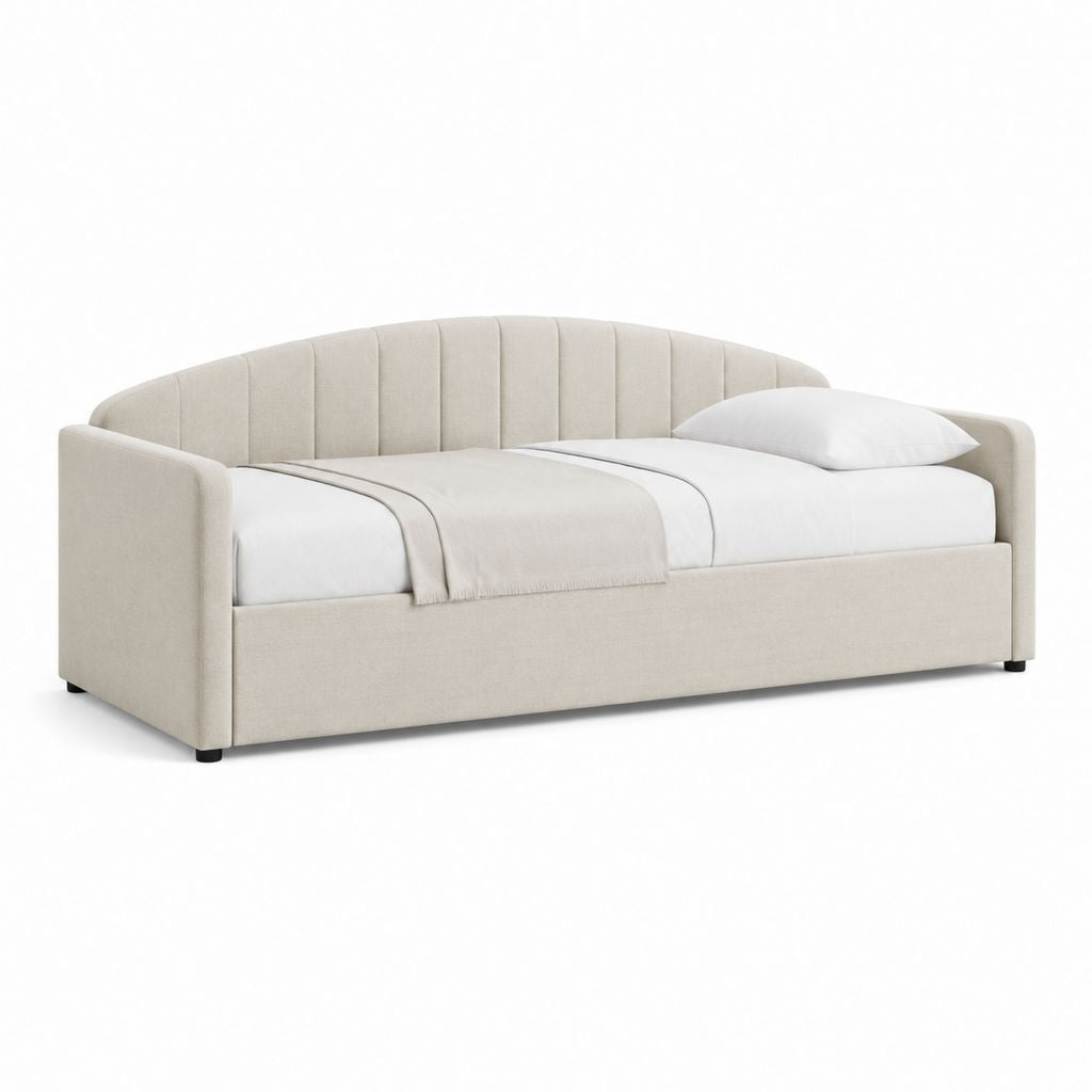 Lit banquette capitonné beige en polyester 90 x 200 cm