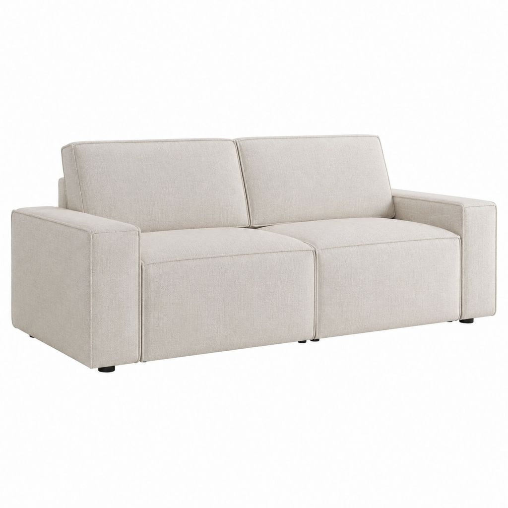 Canapé 2 places beige en polyester forme rectangulaire 160 x 88 x 82 cm