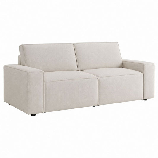 Canapé 2 places beige en polyester forme rectangulaire 160 x 88 x 82 cm