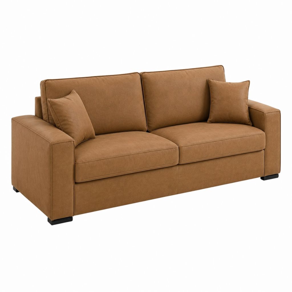 Canapé 2 places marron en microfibre polyester rectangulaire 180 x 90 x 85 cm